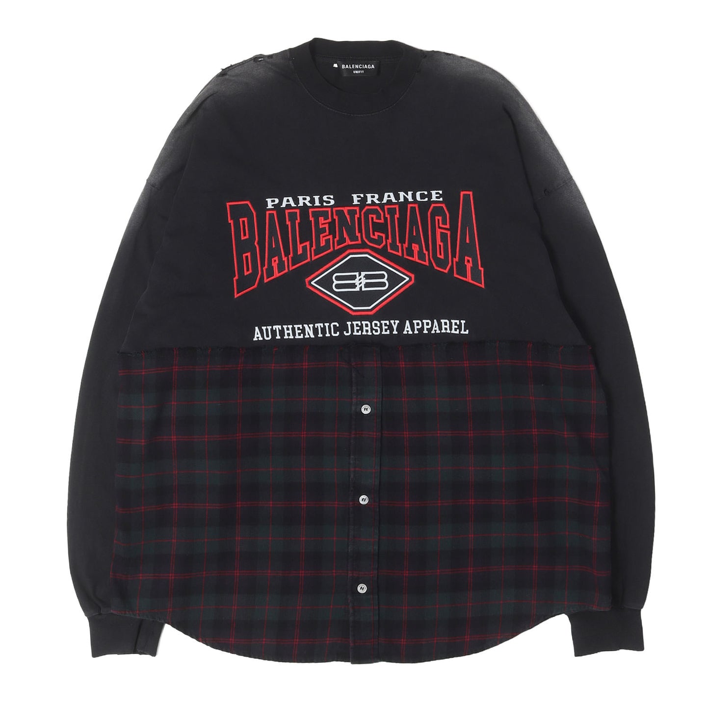21AW デストロイ フェード加工 切替 ロングスリーブ Tシャツ (B AUTHENTIC PATCHED)
