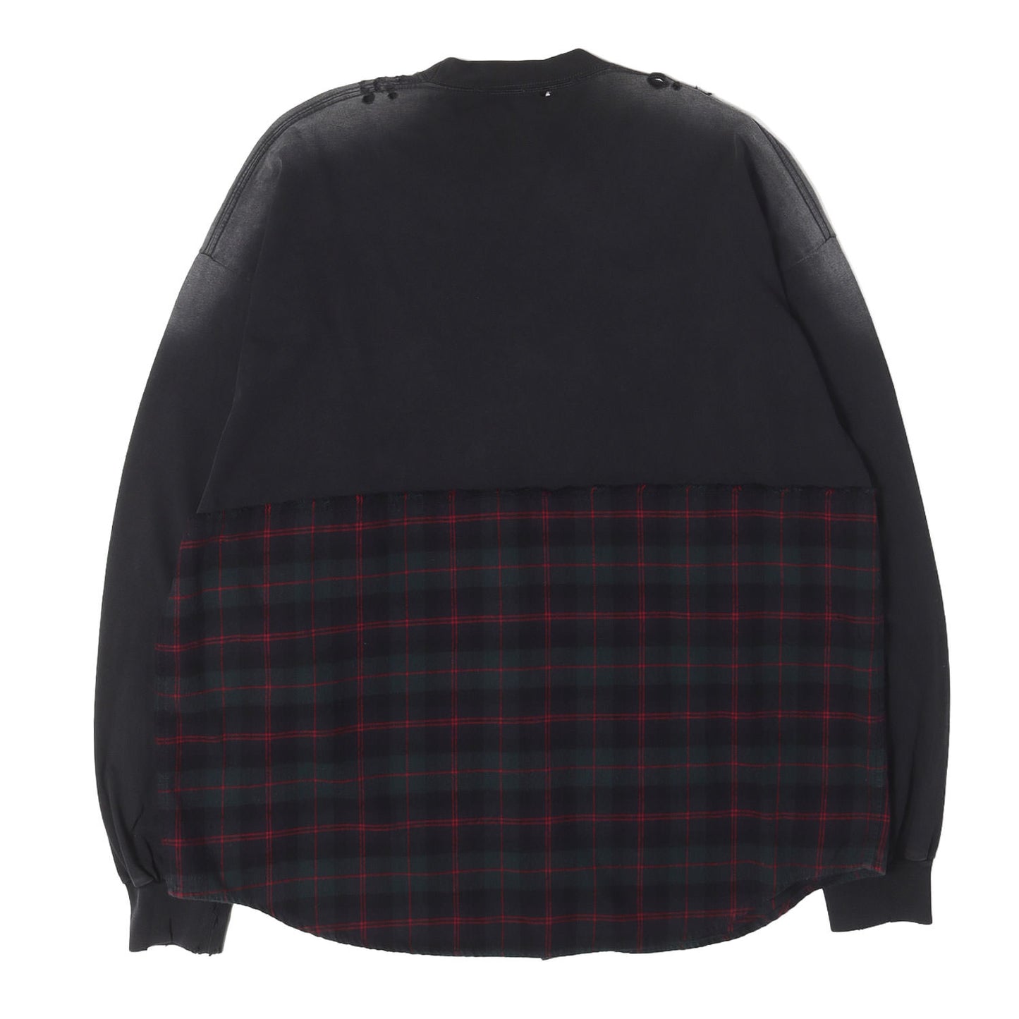 21AW デストロイ フェード加工 切替 ロングスリーブ Tシャツ (B AUTHENTIC PATCHED)