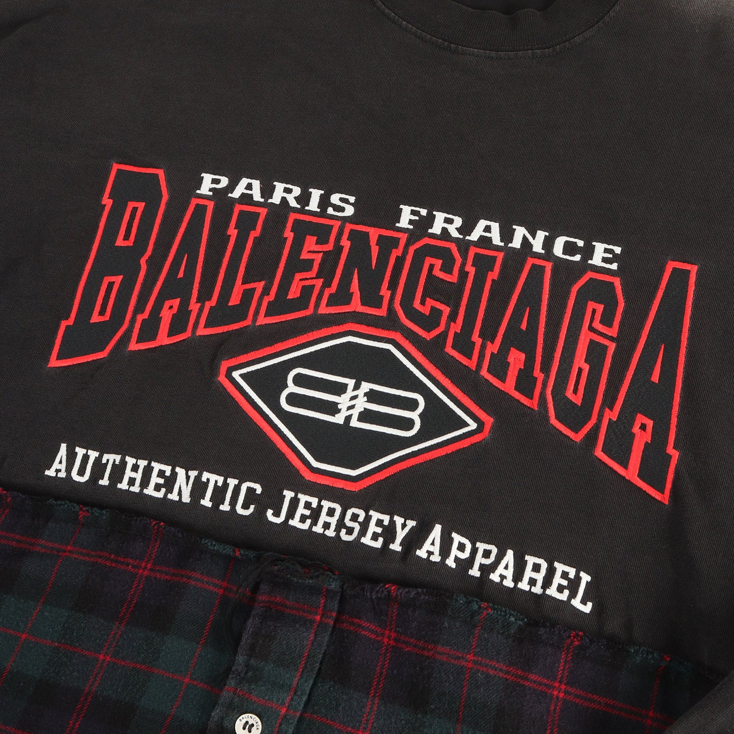 21AW デストロイ フェード加工 切替 ロングスリーブ Tシャツ (B AUTHENTIC PATCHED)