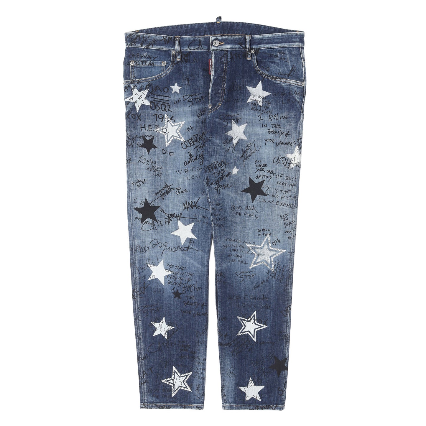 22SS グラフィック ラインストーン ロゴ ストレッチデニム パンツ (Skater Jean)