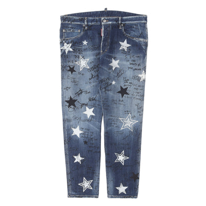 22SS グラフィック ラインストーン ロゴ ストレッチデニム パンツ (Skater Jean)