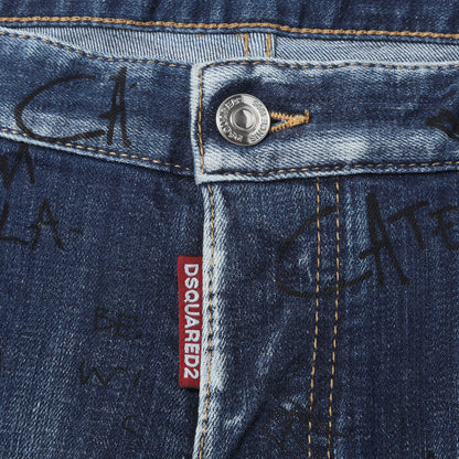 22SS グラフィック ラインストーン ロゴ ストレッチデニム パンツ (Skater Jean)
