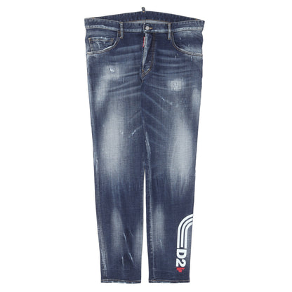 21SS リペア加工 ロゴ ストレッチデニム スキニー パンツ (Skater Jean)