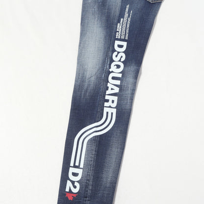 21SS リペア加工 ロゴ ストレッチデニム スキニー パンツ (Skater Jean)