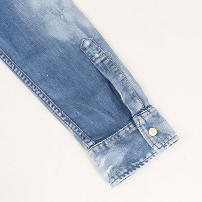 20SS ブリーチ ダメージ加工 ボタンダウン ストレッチデニム シャツ