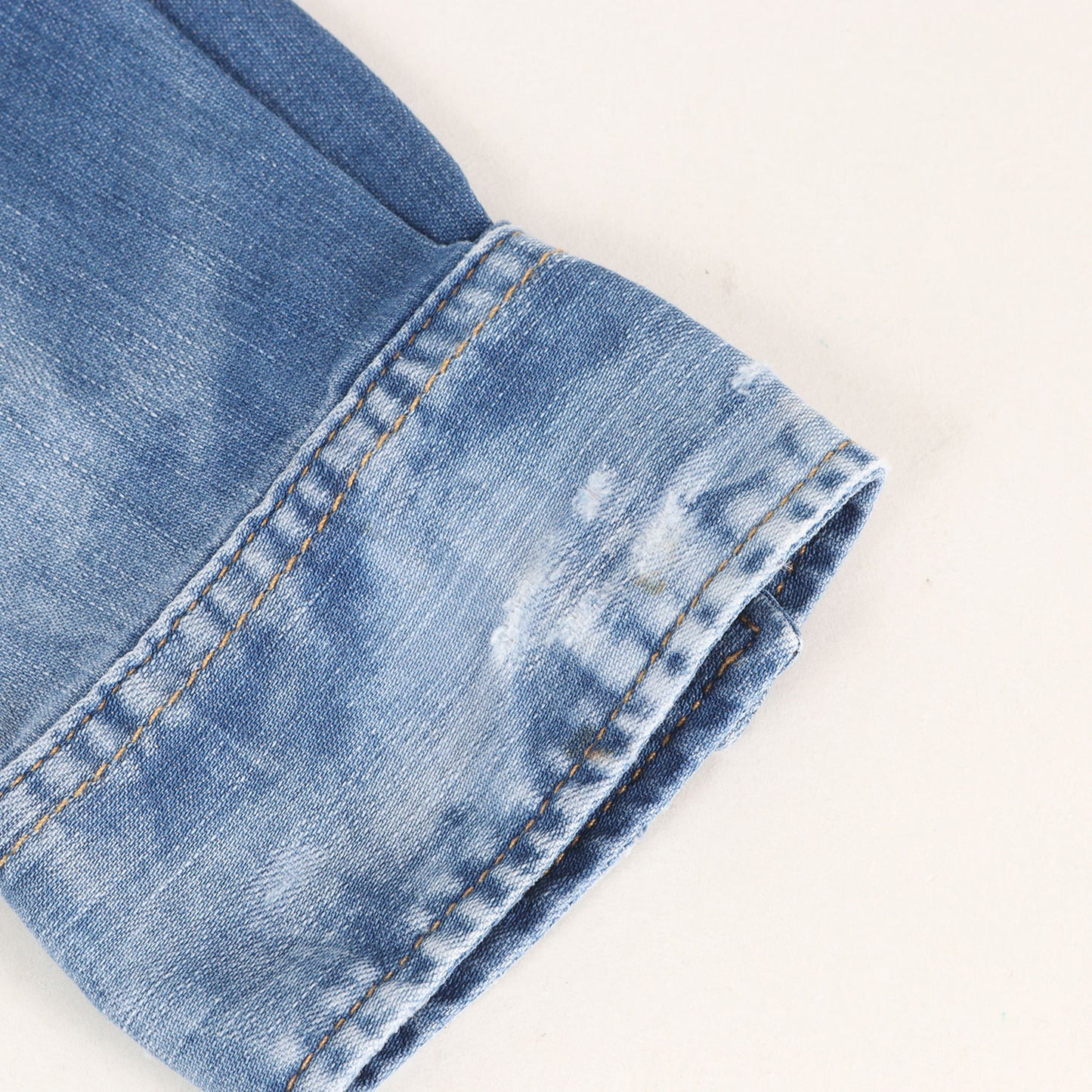 20SS ブリーチ ダメージ加工 ボタンダウン ストレッチデニム シャツ