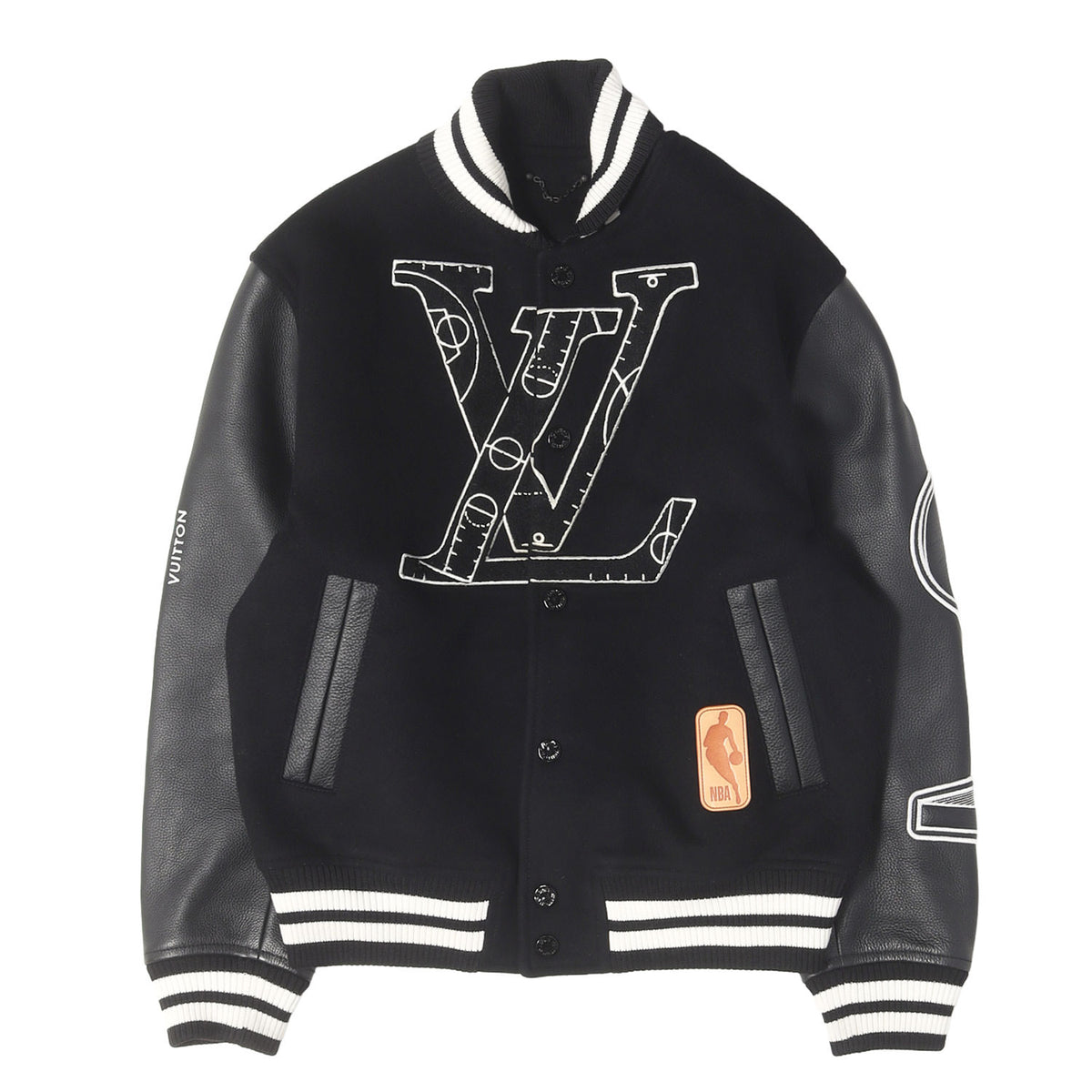21SS × NBA ロゴ エンボス バーシティ ジャケット (Louis Vuitton x NBA Leather Basketball Jacket)