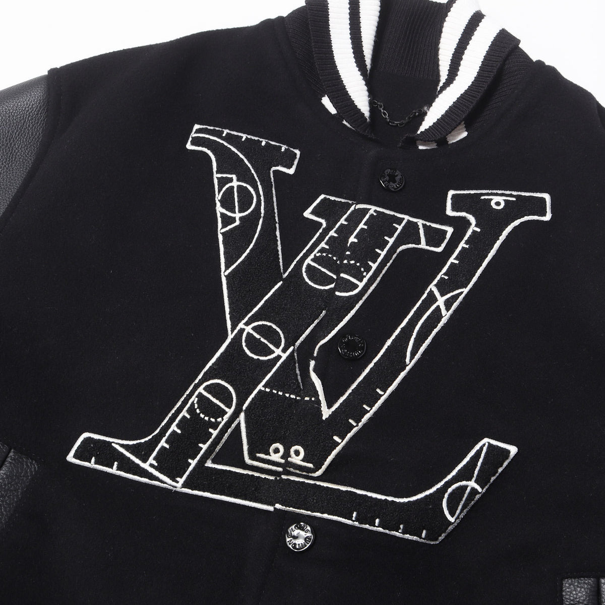 21SS × NBA ロゴ エンボス バーシティ ジャケット (Louis Vuitton x NBA Leather Basketball Jacket)