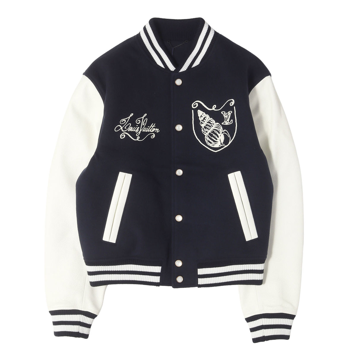 24AW グラフィックロゴ刺繍 メルトン バーシティ ジャケット (Leather Mix Varsity Jacket)