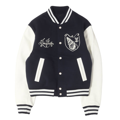 24AW グラフィックロゴ刺繍 メルトン バーシティ ジャケット (Leather Mix Varsity Jacket)