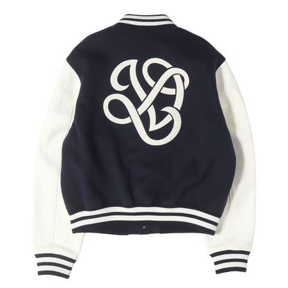 24AW グラフィックロゴ刺繍 メルトン バーシティ ジャケット (Leather Mix Varsity Jacket)