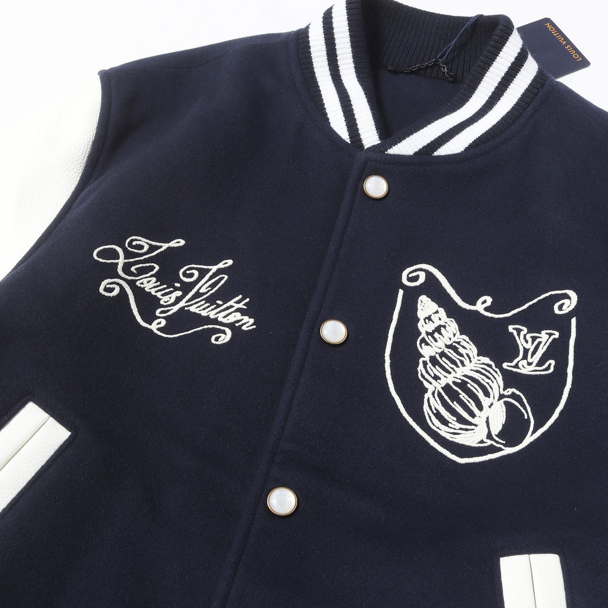 24AW グラフィックロゴ刺繍 メルトン バーシティ ジャケット (Leather Mix Varsity Jacket)
