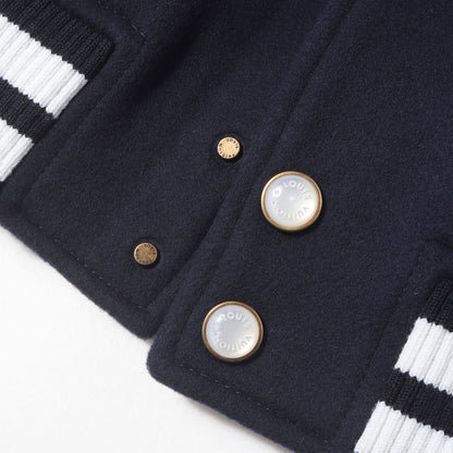 24AW グラフィックロゴ刺繍 メルトン バーシティ ジャケット (Leather Mix Varsity Jacket)