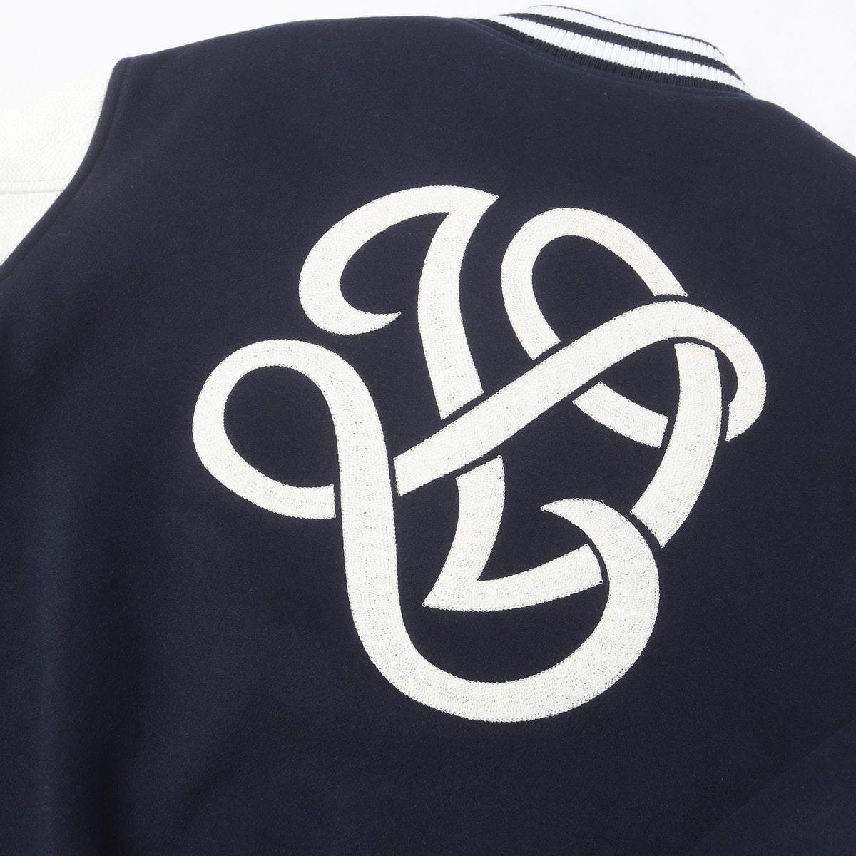 24AW グラフィックロゴ刺繍 メルトン バーシティ ジャケット (Leather Mix Varsity Jacket)