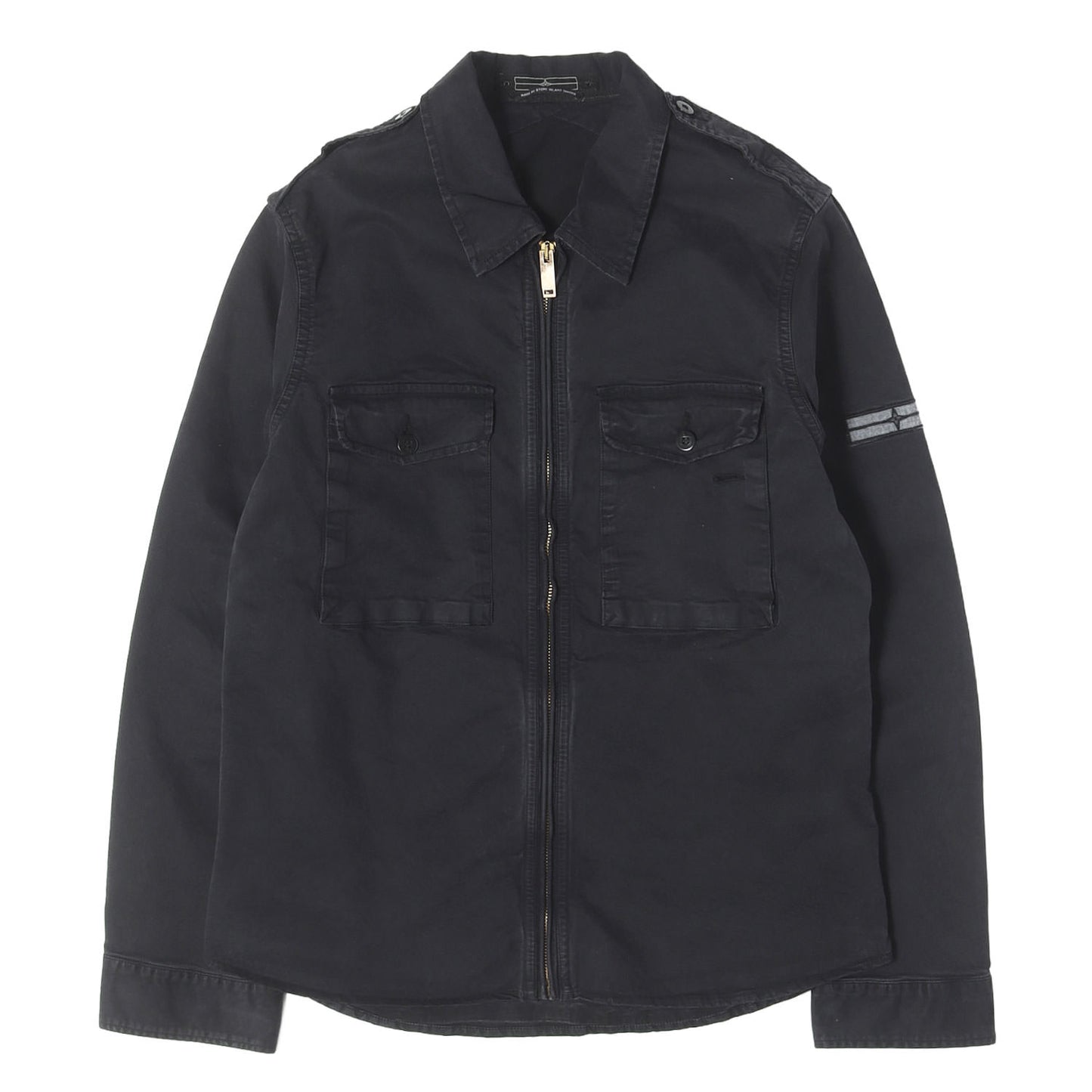 00s ワッペン刺繍 ストレッチポプリン ジップ ミリタリーシャツ / STONE ISLAND Denims