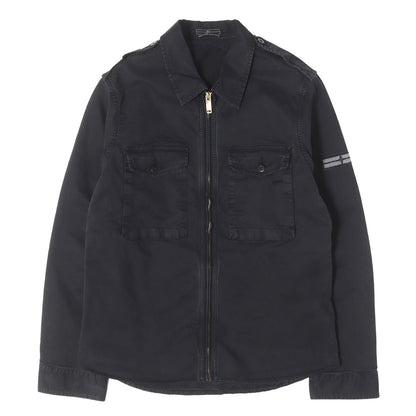 00s ワッペン刺繍 ストレッチポプリン ジップ ミリタリーシャツ / STONE ISLAND Denims