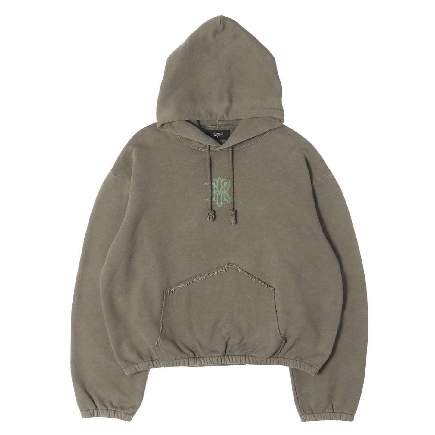 23SS ヴィンテージ加工 ロゴ スウェット パーカー (KKM Printed Shirring Hoodie) / MYne