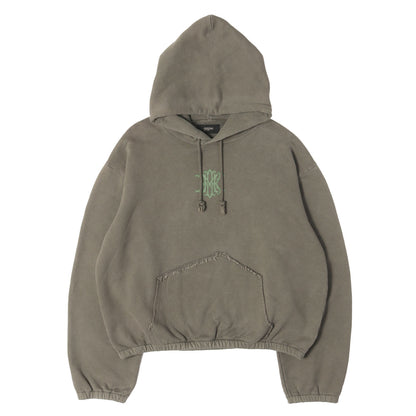 23SS ヴィンテージ加工 ロゴ スウェット パーカー (KKM Printed Shirring Hoodie) / MYne