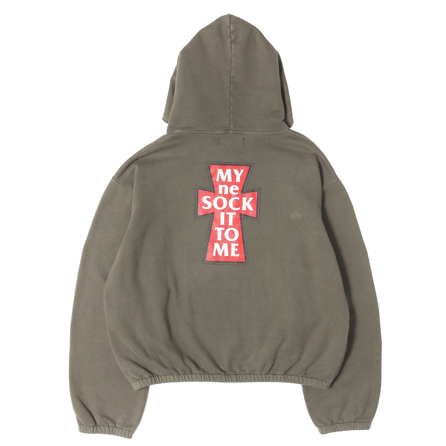 23SS ヴィンテージ加工 ロゴ スウェット パーカー (KKM Printed Shirring Hoodie) / MYne