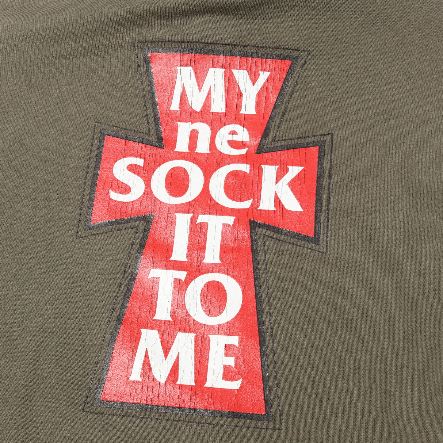 23SS ヴィンテージ加工 ロゴ スウェット パーカー (KKM Printed Shirring Hoodie) / MYne