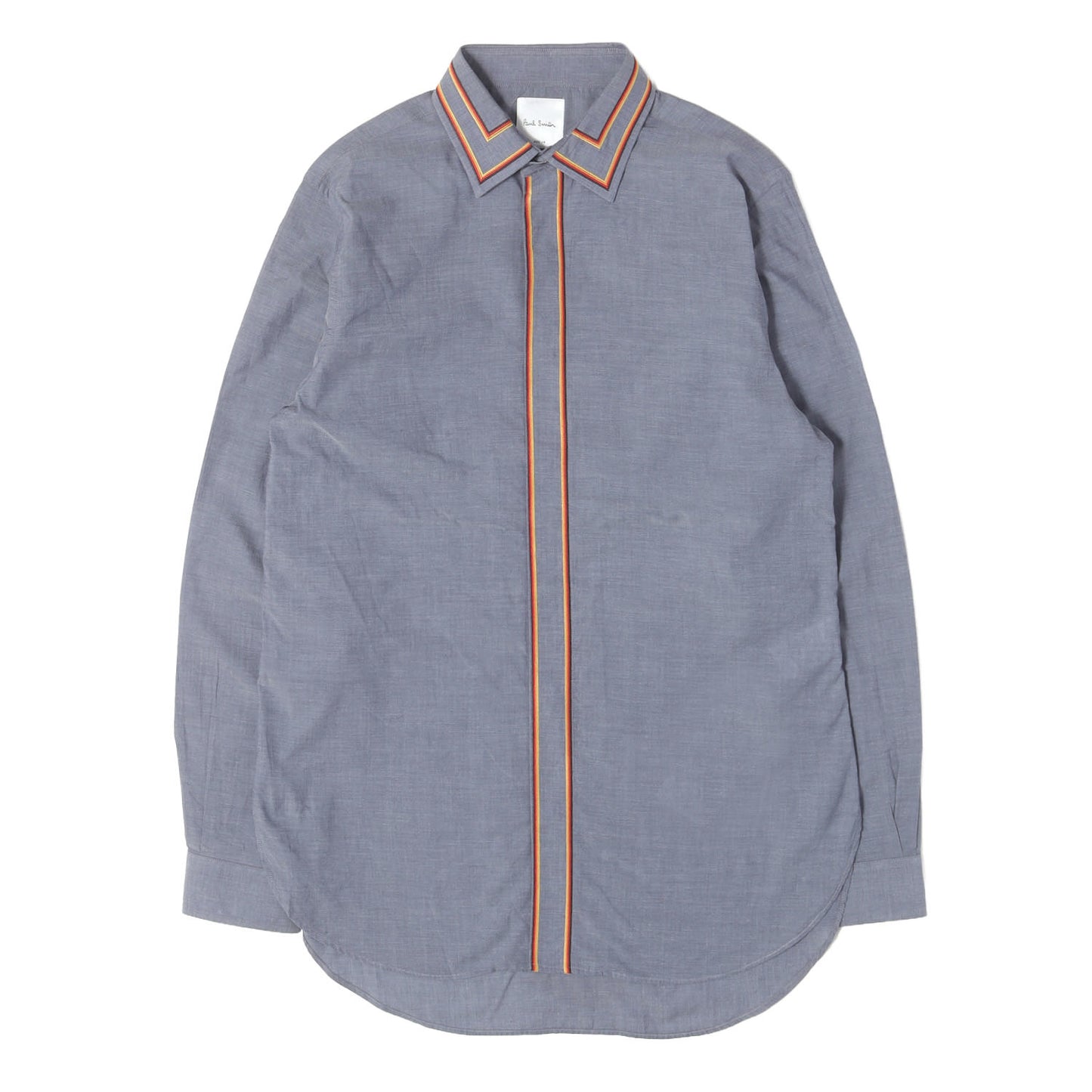 ライン刺繍 シャンブレー ドレス シャツ (EMBROIDERED-LINE CHAMBRAY SHIRT)