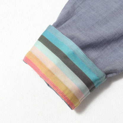 ライン刺繍 シャンブレー ドレス シャツ (EMBROIDERED-LINE CHAMBRAY SHIRT)