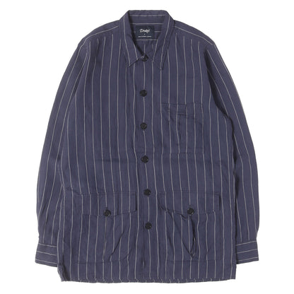 ストライプジャガード リネン カバーオール ジャケット / MADE IN ENGLAND