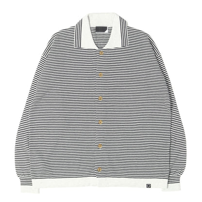 26AW ボーダージャガード カシミア混コットン ニット シャツ カーディガン (STRIPE KNIT SHIRT)