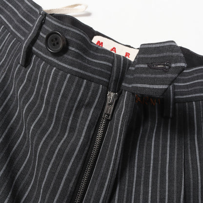24AW ストライプ ツータック ワイドテーパード トラウザー スラックス パンツ (Pinstripe Wool Trousers)