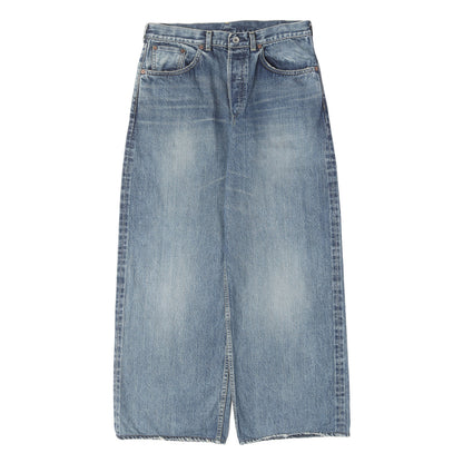 25SS ユーズドウォッシュ ワイド セルビッジデニム パンツ (WIDE LEG JEANS USED WASHED)