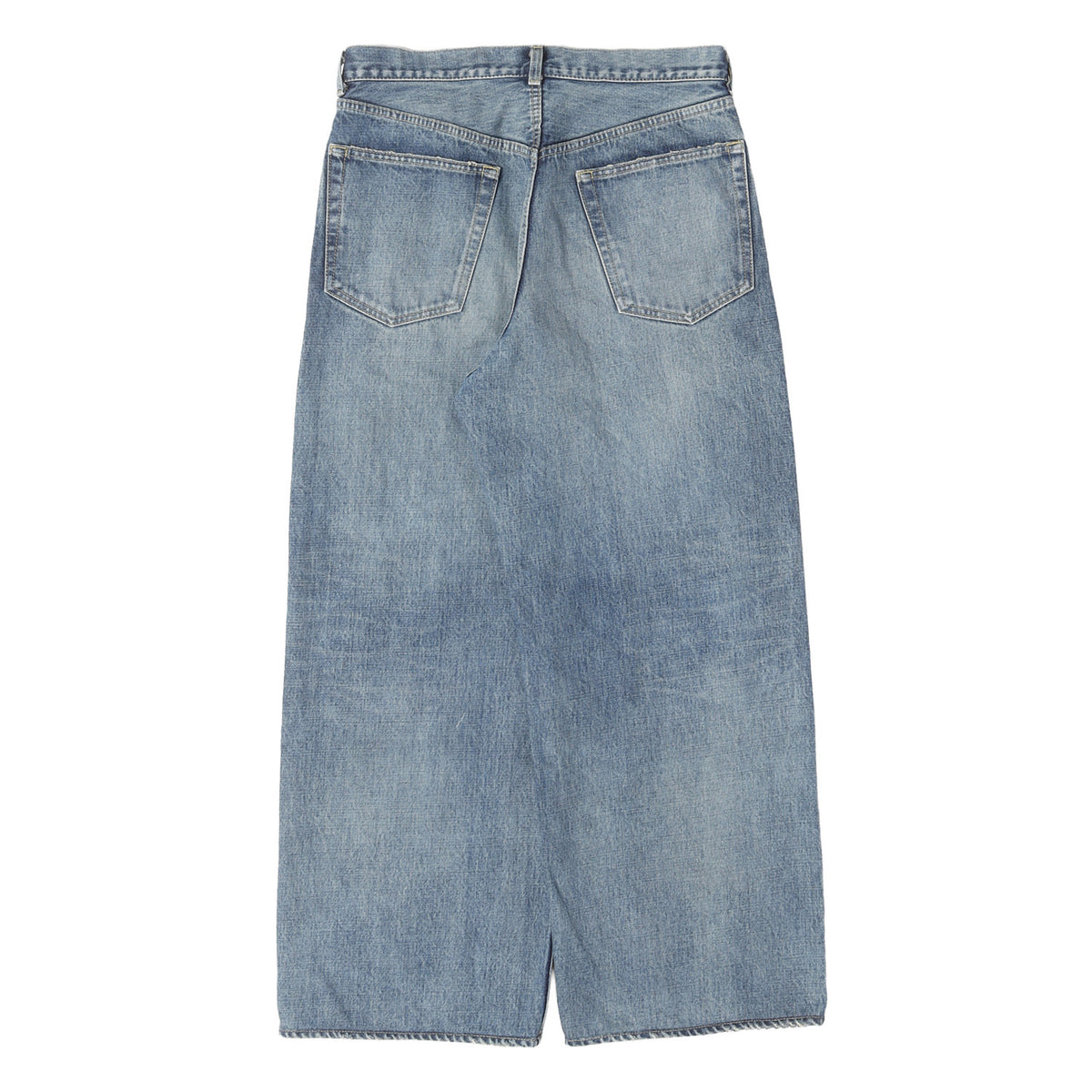 25SS ユーズドウォッシュ ワイド セルビッジデニム パンツ (WIDE LEG JEANS USED WASHED)