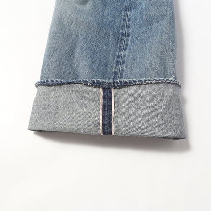 25SS ユーズドウォッシュ ワイド セルビッジデニム パンツ (WIDE LEG JEANS USED WASHED)