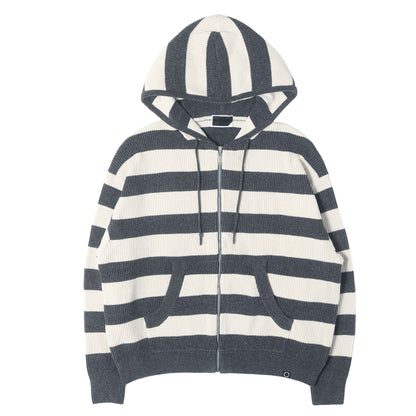 26SS ワイドボーダー コーデュロイ ニット ジップパーカー (CORDY KNIT ZIP HOODIE STRIPE)
