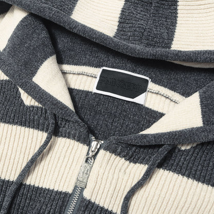 26SS ワイドボーダー コーデュロイ ニット ジップパーカー (CORDY KNIT ZIP HOODIE STRIPE)