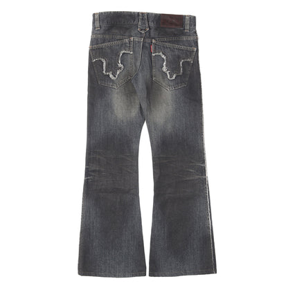 00s グリッターペイント加工 フレア デニムパンツ