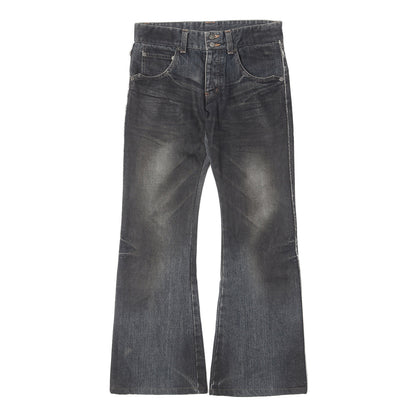 00s グリッターペイント加工 フレア デニムパンツ