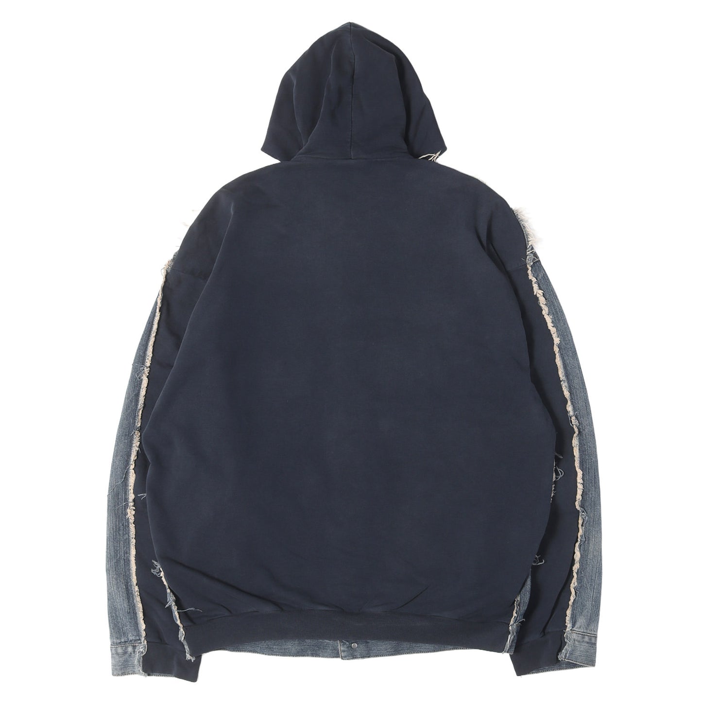 23SS スウェットパーカー 切替 スラブデニム トラッカージャケット (Hooded Sweat Denim Jacket)