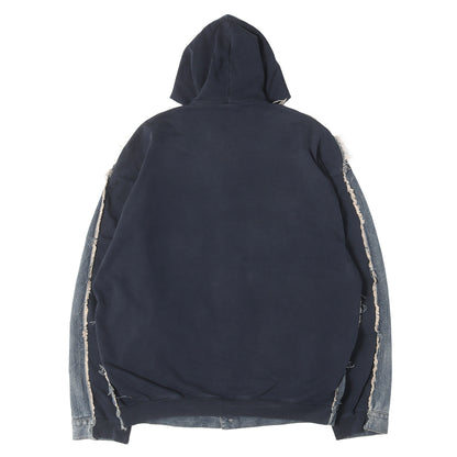 23SS スウェットパーカー 切替 スラブデニム トラッカージャケット (Hooded Sweat Denim Jacket)