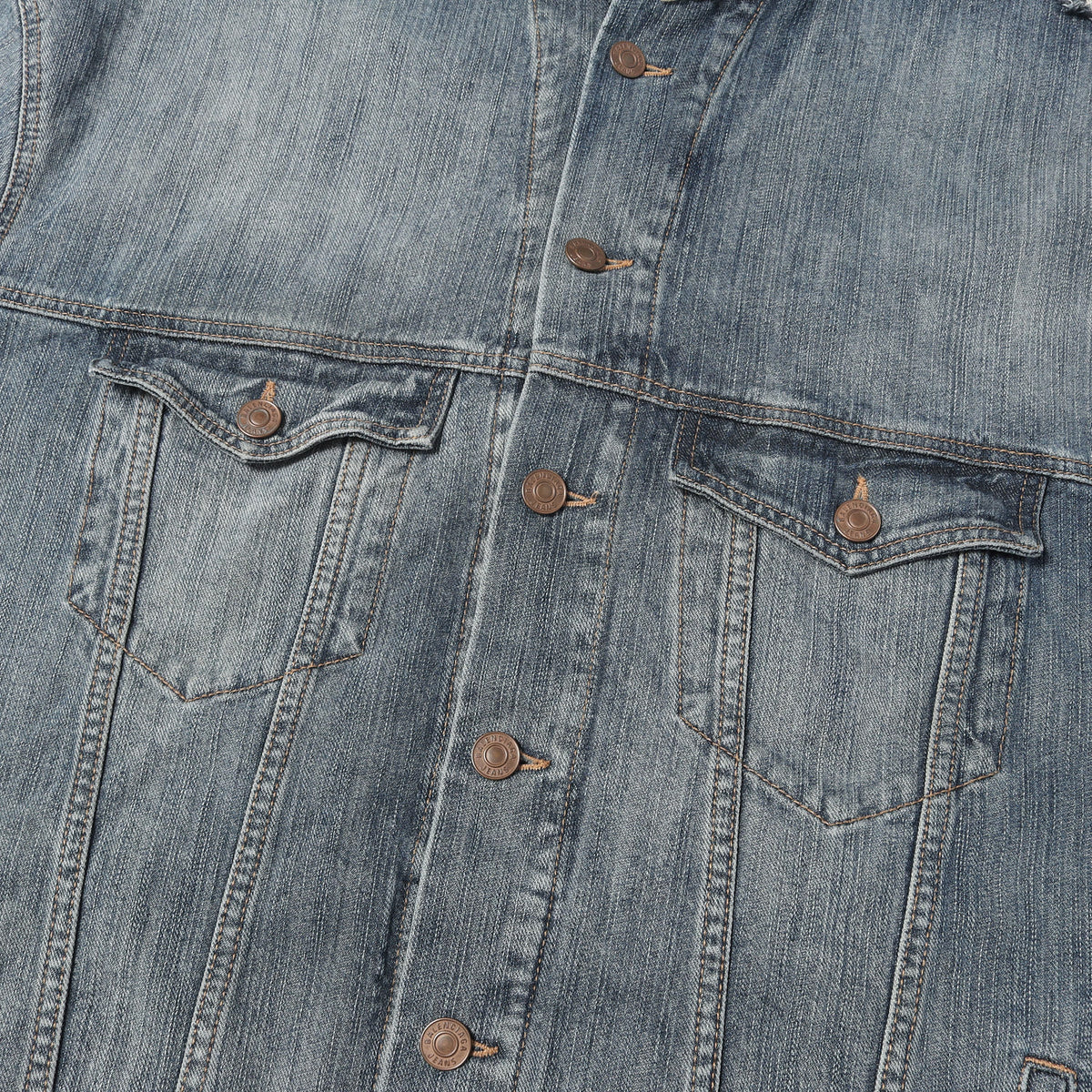 23SS スウェットパーカー 切替 スラブデニム トラッカージャケット (Hooded Sweat Denim Jacket)