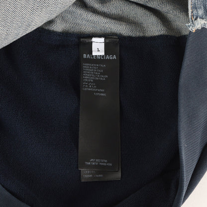 23SS スウェットパーカー 切替 スラブデニム トラッカージャケット (Hooded Sweat Denim Jacket)