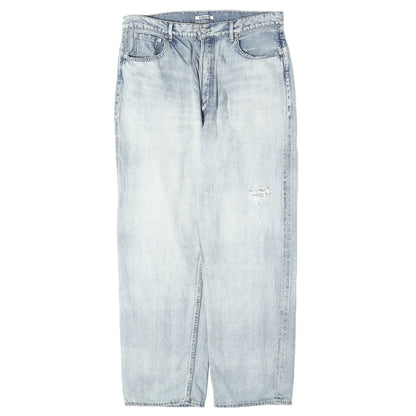 26SS ダメージ加工 ワイド セルビッジデニム パンツ (FADED SELVEDGE LIGHT DENIM WIDE PANTS)