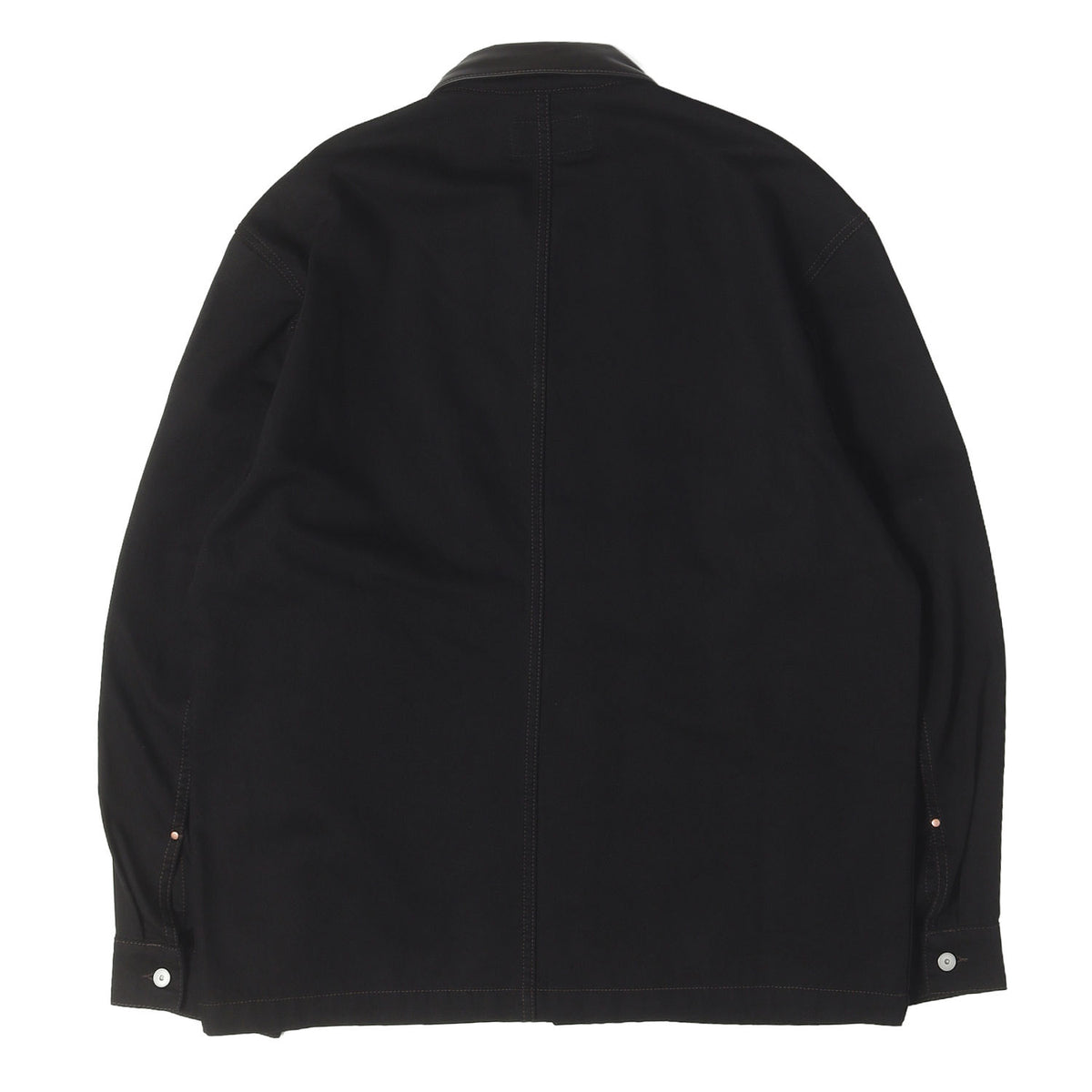 26SS レザーカラー ブラックデニム オーバーシャツ カバーオール (WORKWEAR OVERSHIRT WITH LEATHER COLLAR)