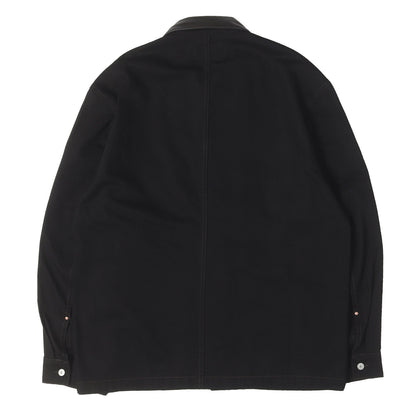 26SS レザーカラー ブラックデニム オーバーシャツ カバーオール (WORKWEAR OVERSHIRT WITH LEATHER COLLAR)