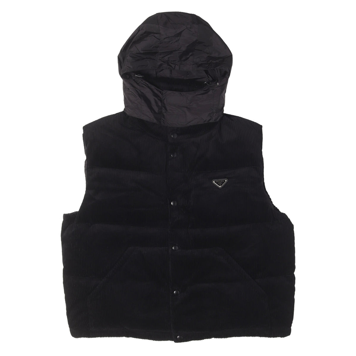 24AW トライアングルロゴ ハイネック コーデュロイ ダウンベスト (Corduroy down vest)