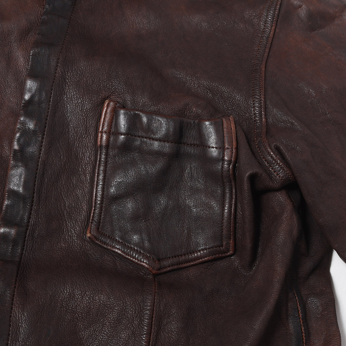 ヴィンテージ加工 フックボタン レザー シャツ / SAMPLE