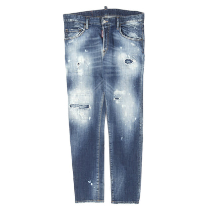21AW クラッシュリペア ブリーチ加工 ストレッチ デニム スキニーパンツ (Skater Jean)