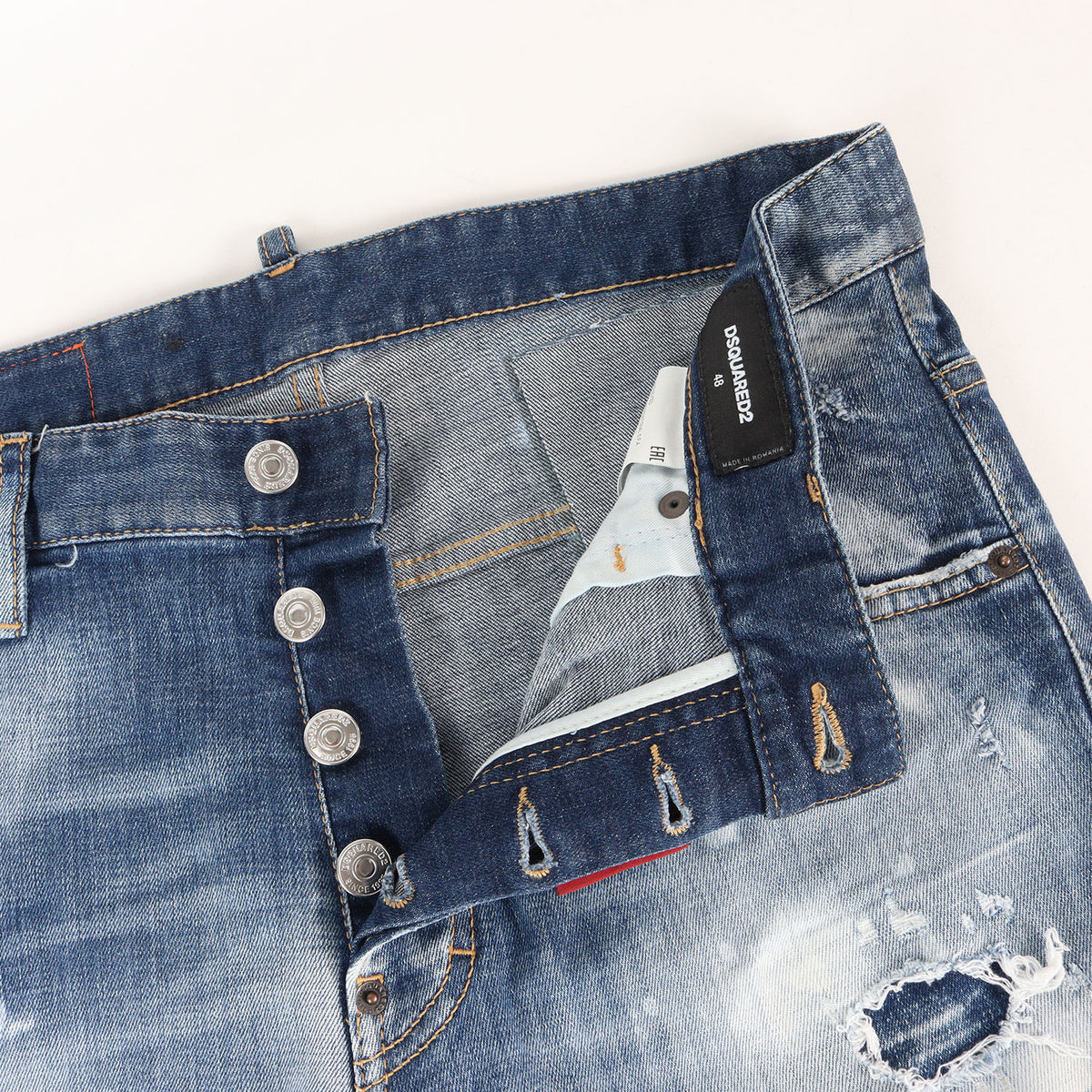 21AW クラッシュリペア ブリーチ加工 ストレッチ デニム スキニーパンツ (Skater Jean)