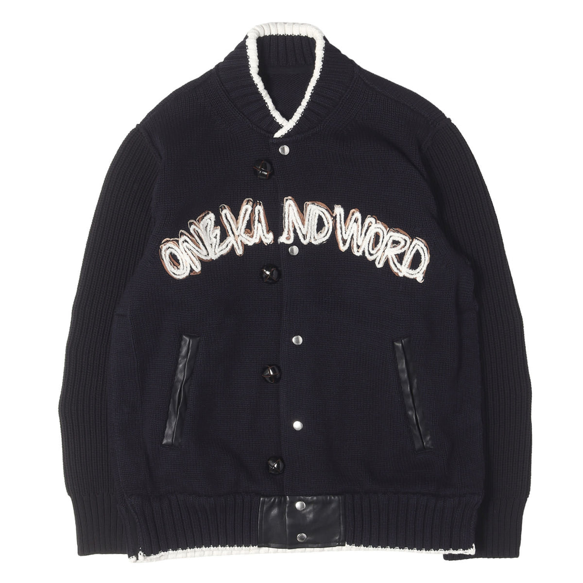 23SS × ERIC HAZE ロゴ刺繍 コットンニット スタジャン (Code Embroidery Knit Blouson)