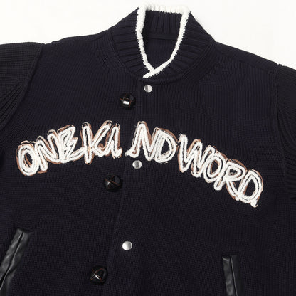23SS × ERIC HAZE ロゴ刺繍 コットンニット スタジャン (Code Embroidery Knit Blouson)