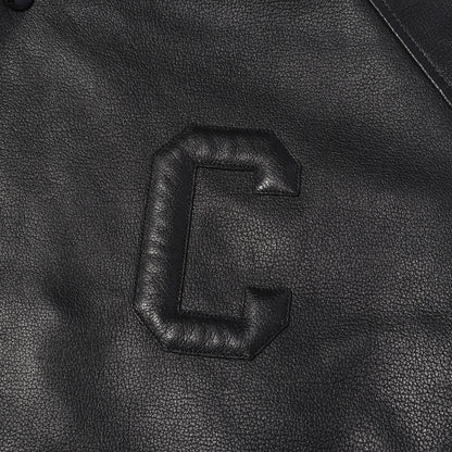 24AW エンボスロゴ ラムレザー ボンバージャケット (HOODED JACKET IN GRAINED LAMBSKIN)